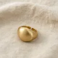 Minimalist matte gold chunky open ring, elegant teardrop geometric finger jewelry for women. - Gold Brushed Plump Teardrop Style (JZ5588-2) / Open Adjustable