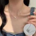 Silver heart necklace for women, minimalist clavicle chain with cute bead design for daily wear. - Heart Round Bead Snake Chain Style (XL1906)
