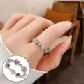 Silberner Offener Ring mit rosa Zirkonia Herzen, elegantes modisches Damenschmuckstück. - Rosa Herz Edelstein Mit Kleinem Zirkonia Ring Stil (JZ6565)