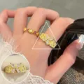 Exquisite gold plated butterfly and heart stackable rings for women, chic adjustable finger jewelry. - Open Adjustable / Ruby Butterfly Double Layer Style (JZ7872)