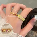 Exquisite gold butterfly and heart stackable rings for women, stylish geometric open ring jewelry. - Open Adjustable / Heart Row Rhinestone Butterfly Stacking Style (JZ7873)