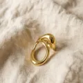 Minimalist gold irregular open ring chunky metallic geometric finger jewelry for women daily wear - Gold Irregular Streamlined Open Ring (JZ5589-2) / Open Adjustable