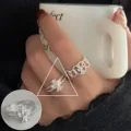 Vintage silver cross open ring set for women, gothic stacked geometric finger jewelry chic. - Open Adjustable / Vintage Cross Dagger Engraved Style (JZ7885)