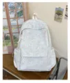 Casual grey backpack featuring colorful star prints, perfect for daily commute and students. - Gray (Without Pendant)