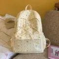 Korean style cute polka dot bow student backpack beige daily casual cute small school bag - No Pendant / L / Yellow