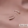 Minimalist teardrop hook earrings detail view, elegant rose gold finish for women fashion. - Rose Gold Teardrop Earrings (ED600-2) / 1 Pair