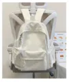 Colorful star print white canvas backpack casual school bag daily student commuter daypack. - Yellow + Polka Dot Pentagram