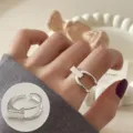 Anillo Abierto de Plata Geométrica Tendencia Minimalista Moda Dedo Joyería Variante - Estilo Geométrico Plata 925 (JZ6865)