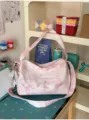 Rosa Stern Canvas Umhängetasche süße Freizeittasche süße ästhetische Tasche für Damen - Silberperle Schleife / Rosa