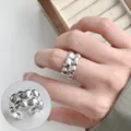 Silver Chunky Puffed Heart Cluster Open Ring Trendy Punk Style Index Finger Jewelry - Silver Exaggerated 3D Heart Block Style (JZ7999)
