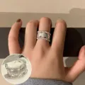 Silver Coin Textured Open Ring, Adjustable Vintage Style Fashion Jewelry Variant - Open Adjustable / Vintage Coin Relief Braided Style (JZ7825)