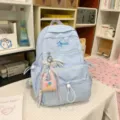 Light blue aesthetic school backpack for teen girls, large capacity casual daypack. - With Charm / S / Blue