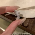 Silver star open ring, detailed sparkling cubic zirconia star design for women's daily wear. - Star Rhinestone Open Ring / Open Adjustable / Silver