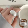 Anillo abierto ovalado geométrico plateado texturizado mujer moda tendencia estilo - Abierto Ajustable / Estilo Plata JZ7866