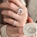 Anillo de lazo plateado minimalista abierto ajustable joya de dedo para mujer elegante. - Abierto Ajustable / Estilo de Lazo Exquisito (JZ7311)