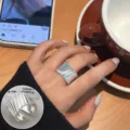 Wide pleated silver open ring minimalist niche design fashion trend index finger jewelry - Silver Niche Wide 3D Pleated Style (JZ7788)
