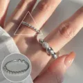 Silver bead fidget ring open adjustable anti anxiety ring stylish minimalist jewelry item - Rotatable Multi-Bead Decompression Ring(JZ6880)
