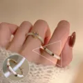 Minimalist heart enamel ring double layer open design stylish sweet cool jewelry for women - Open Adjustable / Colorful Gemstone Bowknot Style (JZ6612)