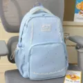 Light blue lace star backpack casual student school bag cute sweet daily travel daypack - No Pendant / Blue