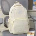 French style lace star print girlish backpack for students daily casual school travel use. - No Pendant / Yellow