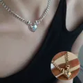 Silver heart bear pendant necklace sweet cool style clavicle chain fashion jewelry for women - Silver Style
