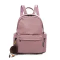 Women's PU leather backpack stylish casual travel rucksack casual daypack with pom pom - Without Pendant / Purple