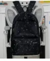 American campus style star print backpack for students daily use and school commute black color - No Pendant / Black