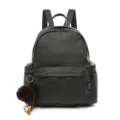 Stylish black PU leather backpack for women, large capacity commuter travel bag, trendy daily daypack - Without Pendant / Black