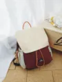 Colorblock casual backpack for daily use, stylish daypack for outdoor hiking and commute. - No Pendant / Burgundy