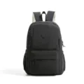 Solid color waterproof nylon backpack large capacity casual school bag for women and teens black - Black