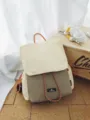 Casual color-block backpack with drawstring, versatile style for outdoor hiking and daily commute. - No Pendant / Khaki
