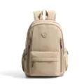 Solid color waterproof nylon backpack large capacity casual school bag for women youth - Khaki