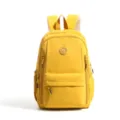 Solid color waterproof nylon backpack, large capacity school bag for teen girls and casual daily use. - Yellow