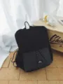 Black and grey casual drawstring backpack, perfect for outdoor hiking and daily commuting. - No Pendant / Black