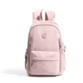 Solid color large capacity waterproof nylon backpack for women stylish school casual bag - Pink