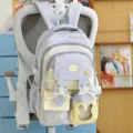 Sea salt blue school backpack with cute ribbon bunny ears, multi-compartment casual daypack. - No Pendant No Rabbit Head / Blue