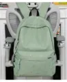 Green star print backpack school bag for students daily use and outdoor travel casual - No Pendant / Green