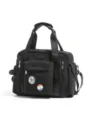 Black nylon multi-pocket tote bag casual commuter travel shoulder bag variant style - No Pendant / Black