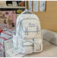 Light blue star print student schoolbag casual lightweight backpack multi-pocket design variant - No Pendant / Blue