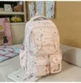 Pink star pattern backpack cute casual school bag multi-pocket travel daypack for teens girls - No Pendant / Pink