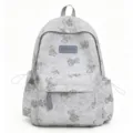 Grey tie-dye cute bear backpack casual unisex large capacity commuter school bag for daily use - With Charm / Gray
