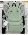 American college style star print backpack student casual daily school bag green - Flying Rabbit Pendant / Green