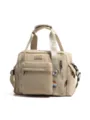 Borsa shopper a tracolla casual in nylon beige per viaggi, lavoro e attività all'aperto. - senza ciondolo / Caffè Beige