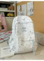 White star print canvas backpack with multi compartments, cute school bag for teenage girls daily. - No Pendant / Blue