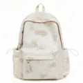 Cute tie-dye bear backpack for daily commuting, large capacity casual school bag for women men. - With Charm / Off White