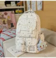 Cute star print school backpack for students, casual lightweight travel daypack with multiple pockets. - Blue Goku Star / White