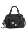 Borsa tote da viaggio nera casual con tasche multiple, nylon resistente per il commuter. - Nodo Puzzle / Nero