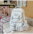 Light blue star patterned student backpack casual school bag with cute star plush pendant - Blue Goku Star / Blue