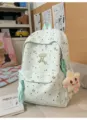 Light green star print student school bag with multi-compartments for casual daily use - Goku Star / Green