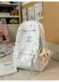 Cute white star print school backpack with plush star pendant and multi-compartments. - Goku Star / Blue
